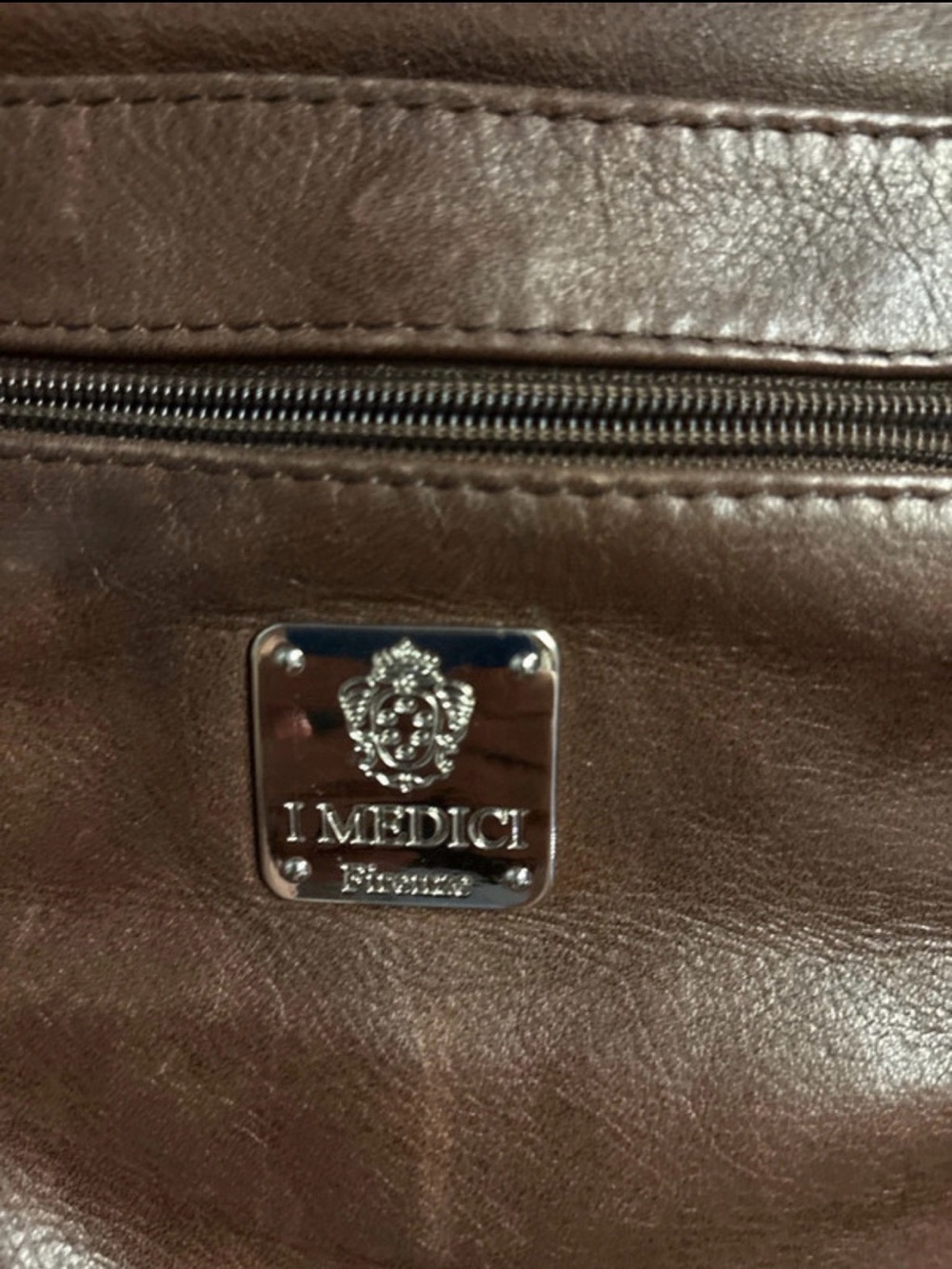 I Medici Firenze Italian Brown Leather Shoulder Bag - Made in Italy